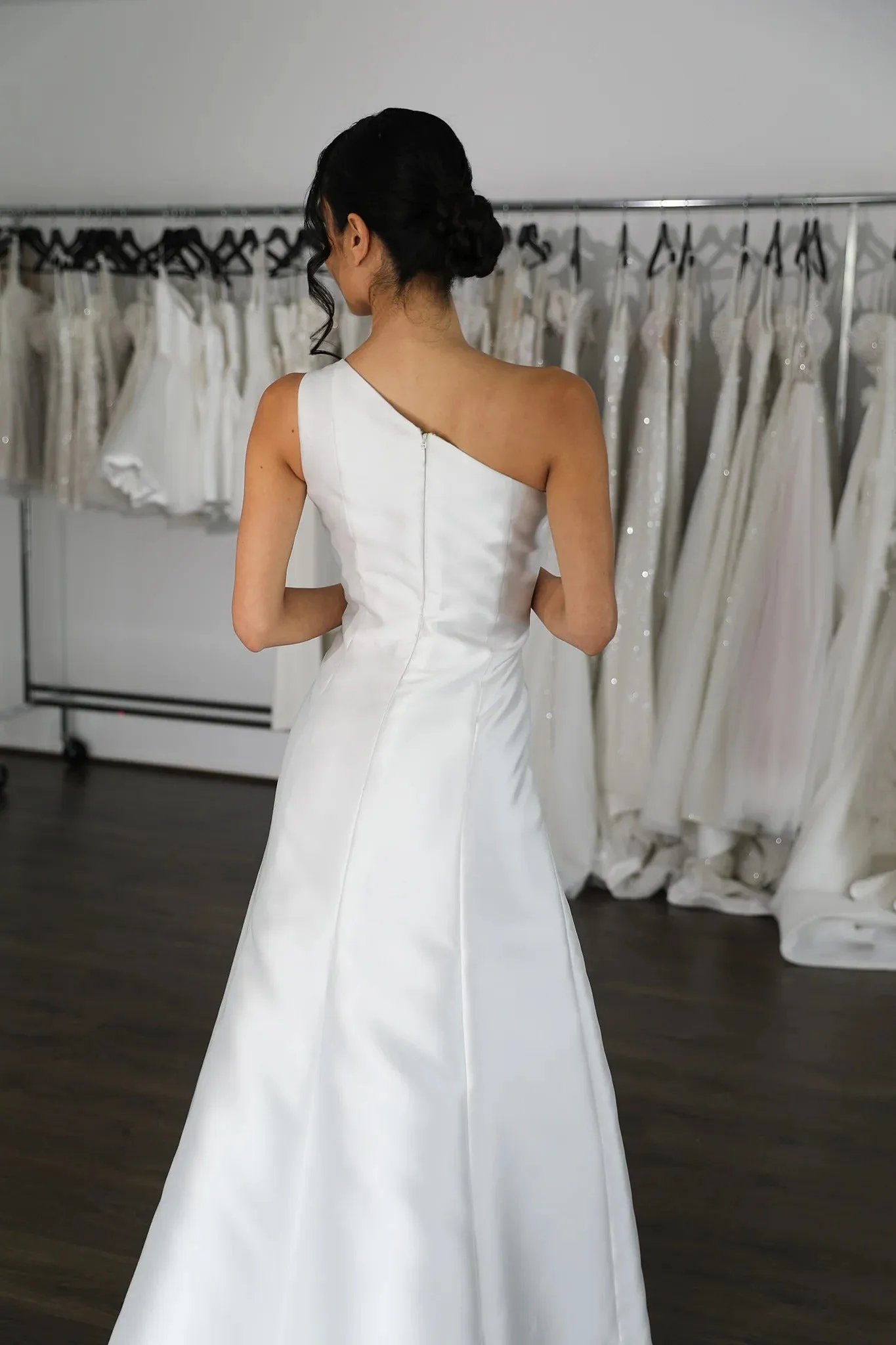 Narrow A-Line Style Skirt Vestido De Novia Wedding Dress Bridal Gown Skirt Bow Satin Court Train Dress - Image 4