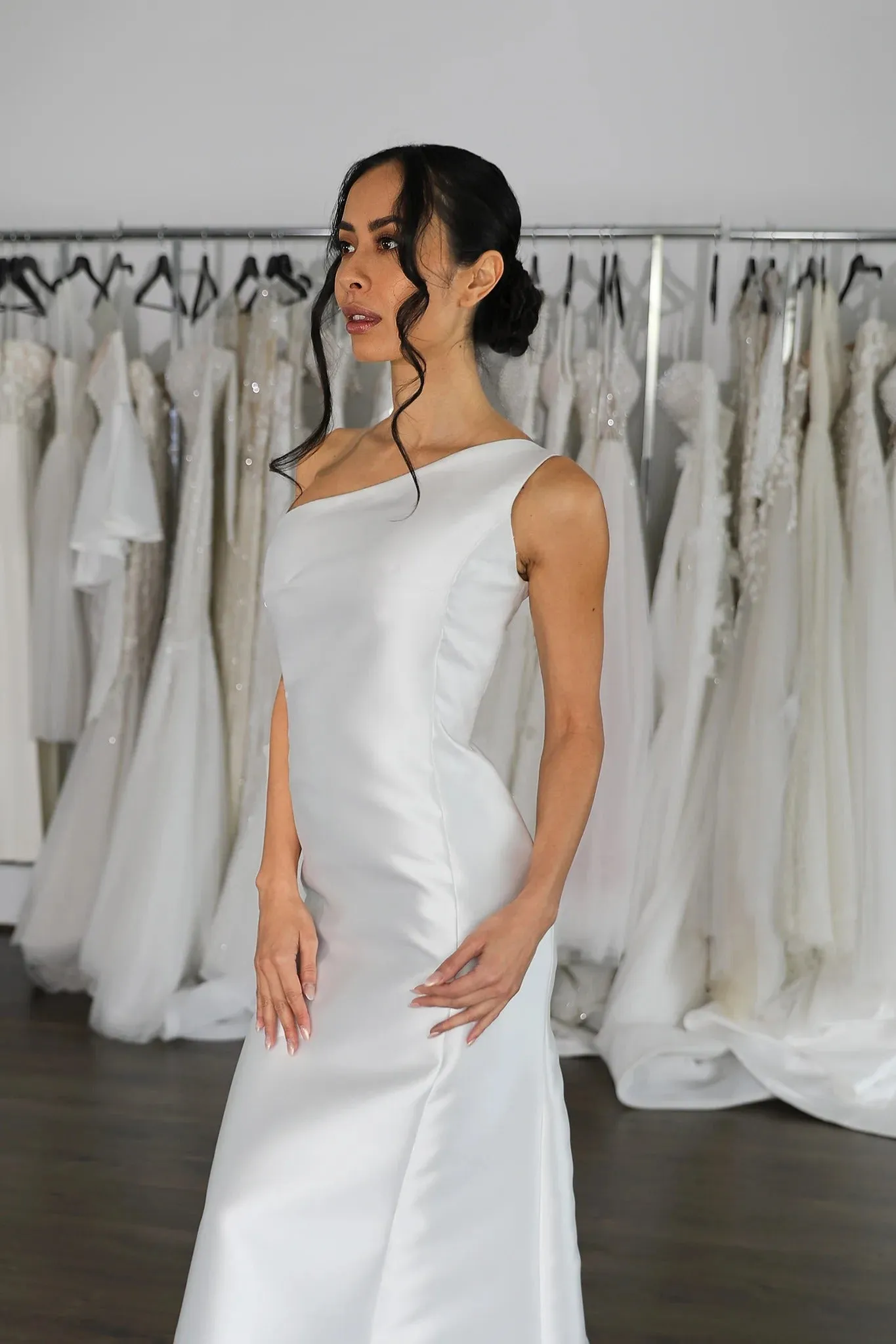 Narrow A-Line Style Skirt Vestido De Novia Wedding Dress Bridal Gown Skirt Bow Satin Court Train Dress - Image 5