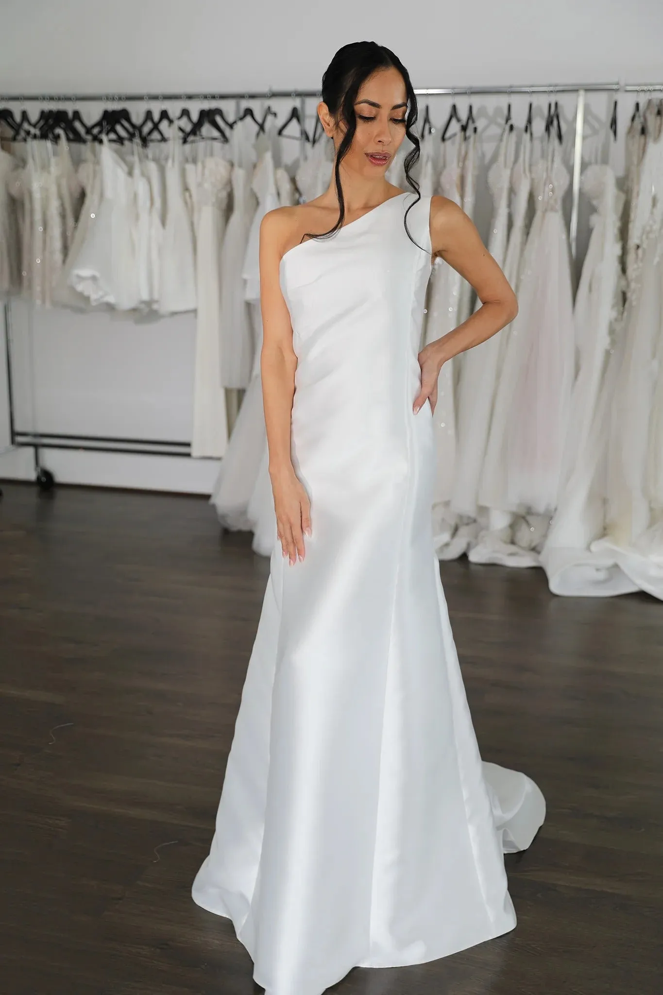 Narrow A-Line Style Skirt Vestido De Novia Wedding Dress Bridal Gown Skirt Bow Satin Court Train Dress - Image 6