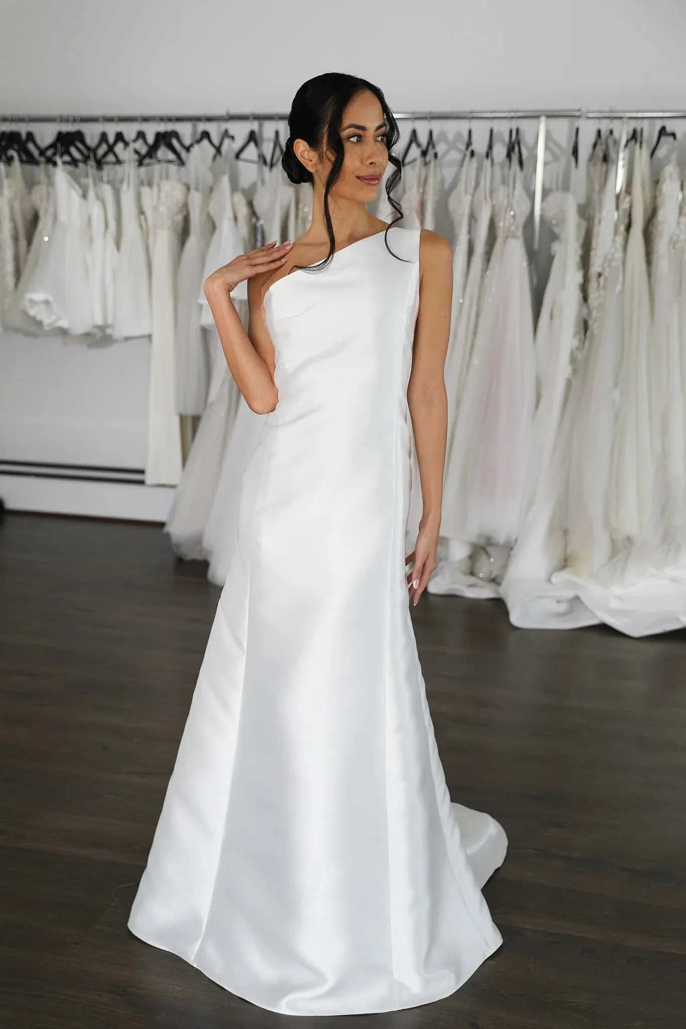 Narrow A-Line Style Skirt Vestido De Novia Wedding Dress Bridal Gown Skirt Bow Satin Court Train Dress - Image 7