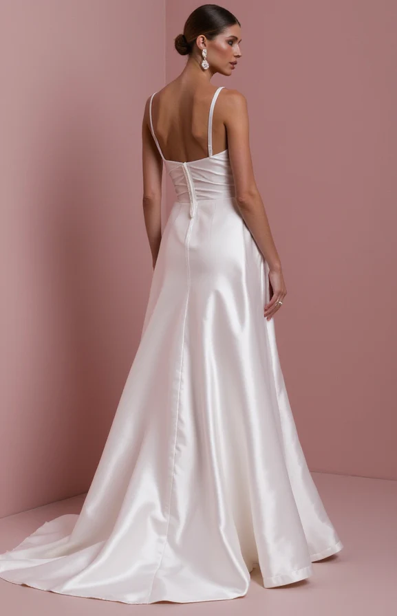 Stunning A-Line Bridal Gown with a Flowing Train for a Majestic Look - Image 3