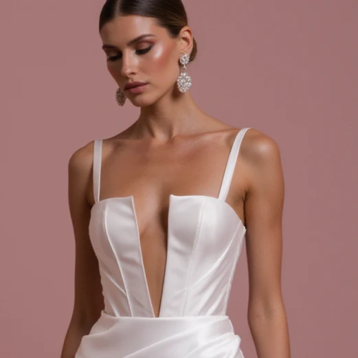 Stunning A-Line Bridal Gown with a Flowing Train for a Majestic Look - Image 4