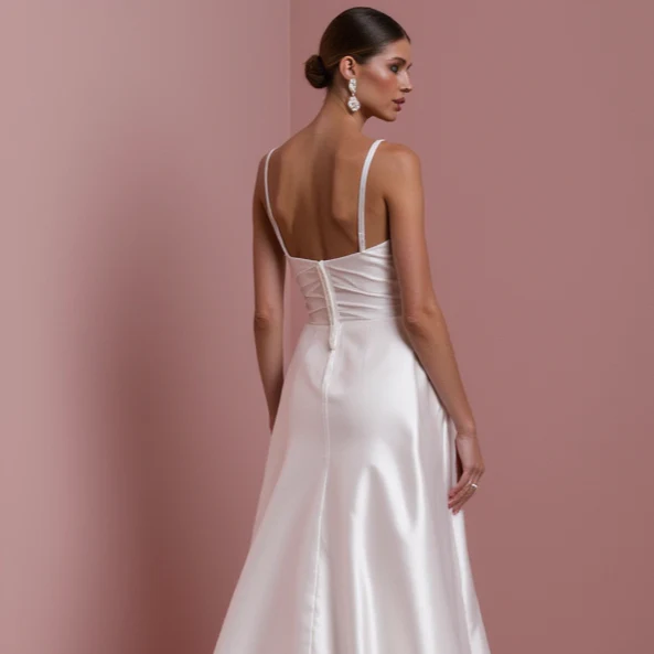 Stunning A-Line Bridal Gown with a Flowing Train for a Majestic Look - Image 5