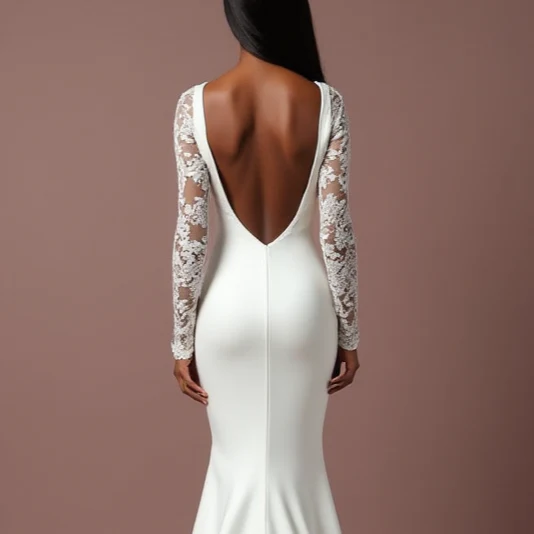 Stunning A-Line White Wedding Dress with a Lace-up Back for a Custom Fit - Image 5