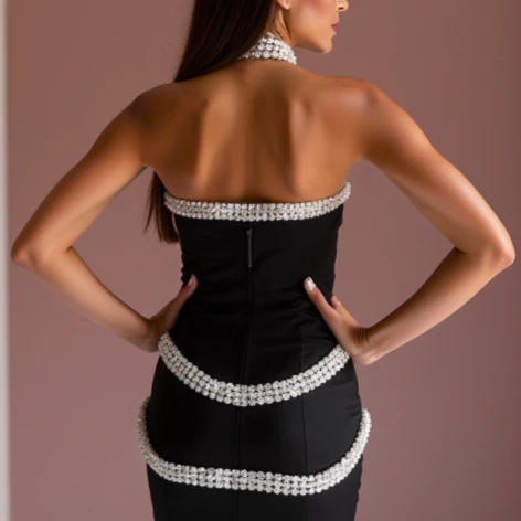 Stunning Black Evening Dress & Prom Dress with Waterfall Ruffle for a Unique Style - Image 5