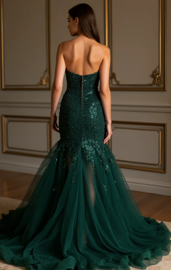 Stunning Evening Dress and Prom Dress with a Plunging Neckline for a Bold Look - Image 3