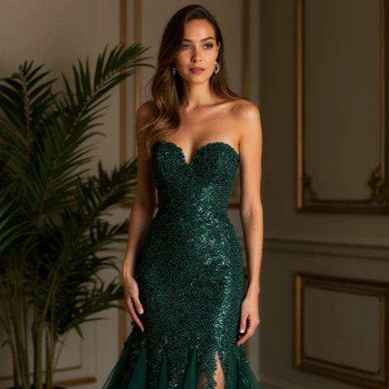 Stunning Evening Dress and Prom Dress with a Plunging Neckline for a Bold Look - Image 4