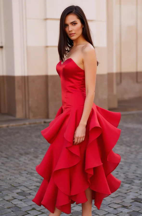 Stunning Red Evening Dress and Prom Gown with a Backless Design for a Sexy Look - Image 2