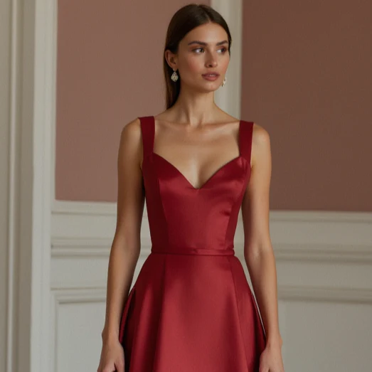 Stunning Red Evening Dress & Prom Dress with Two-Tone Design for a Modern Touch - Image 4