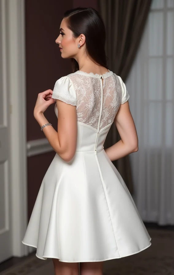 Stunning Short Wedding Dress and Mini Dress with a Satin Bow Back - Image 3