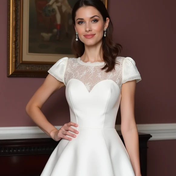 Stunning Short Wedding Dress and Mini Dress with a Satin Bow Back - Image 4
