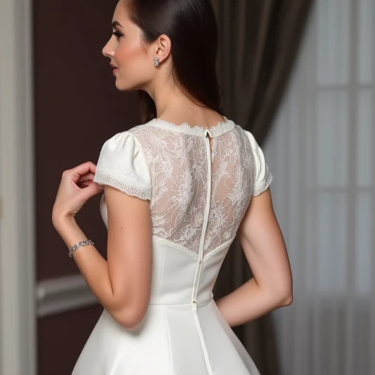Stunning Short Wedding Dress and Mini Dress with a Satin Bow Back - Image 5