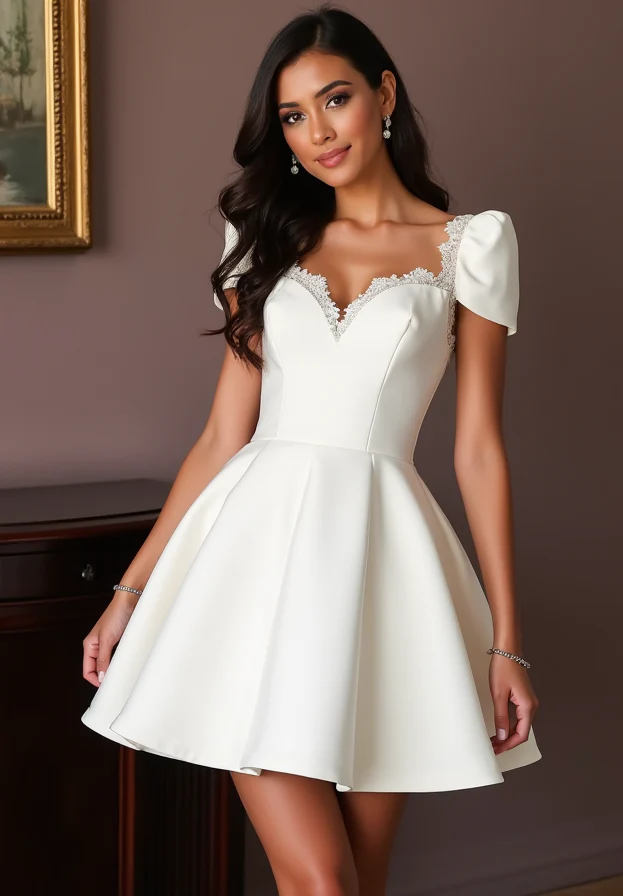 Stunning Short Wedding Dress and Mini Dress with Crystal Embellishments - Image 2