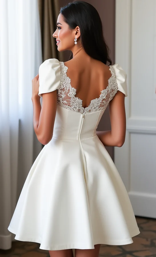 Stunning Short Wedding Dress and Mini Dress with Crystal Embellishments - Image 3