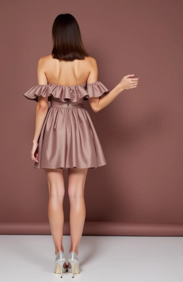 Stylish Pink Evening Dress & Prom Dress with Velvet Details for a Luxe Finish - Image 3