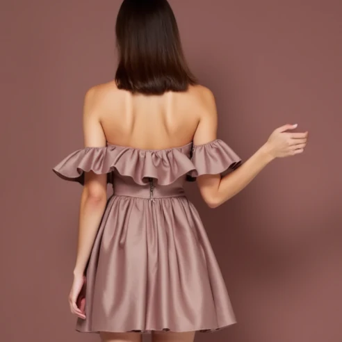 Stylish Pink Evening Dress & Prom Dress with Velvet Details for a Luxe Finish - Image 5