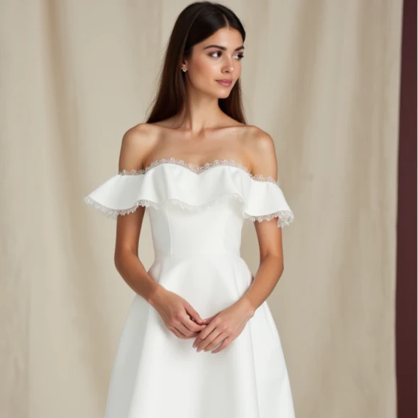 Stylish Short Wedding Dress and Mini Dress with a Corset Bodice for a Feminine Touch - Image 4