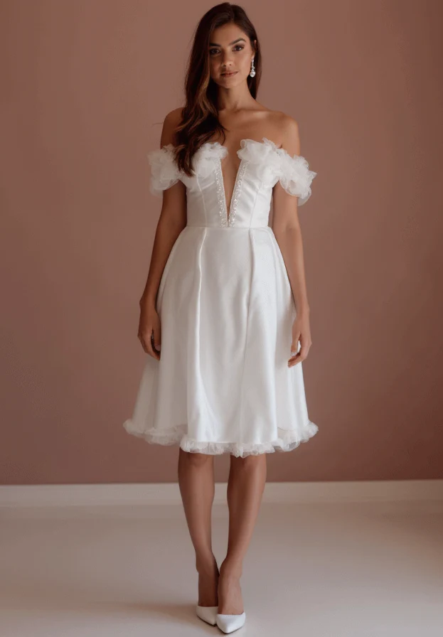 Stylish White Mini Short Wedding Dress with a Cap Sleeve for a Classic Feel - Image 2