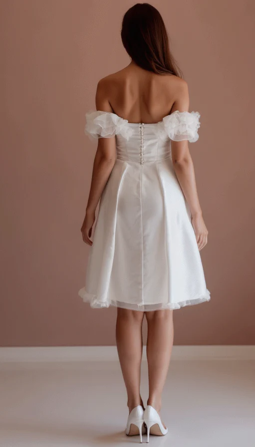 Stylish White Mini Short Wedding Dress with a Cap Sleeve for a Classic Feel - Image 3