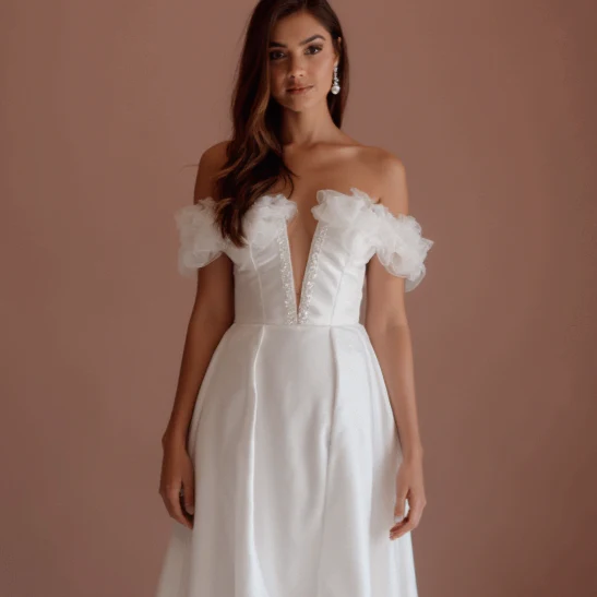 Stylish White Mini Short Wedding Dress with a Cap Sleeve for a Classic Feel - Image 4