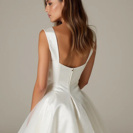 Stylish White Mini Short Wedding Dress with a Cowl Neckline for a Modern and Chic Look - Image 5