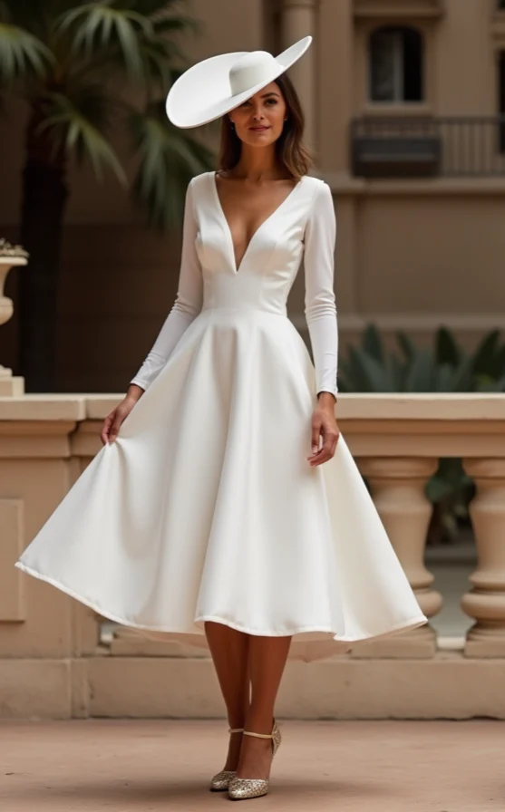 Stylish White Mini Short Wedding Dress with a High-Low Hemline for a Trendy and Chic Look - Image 2