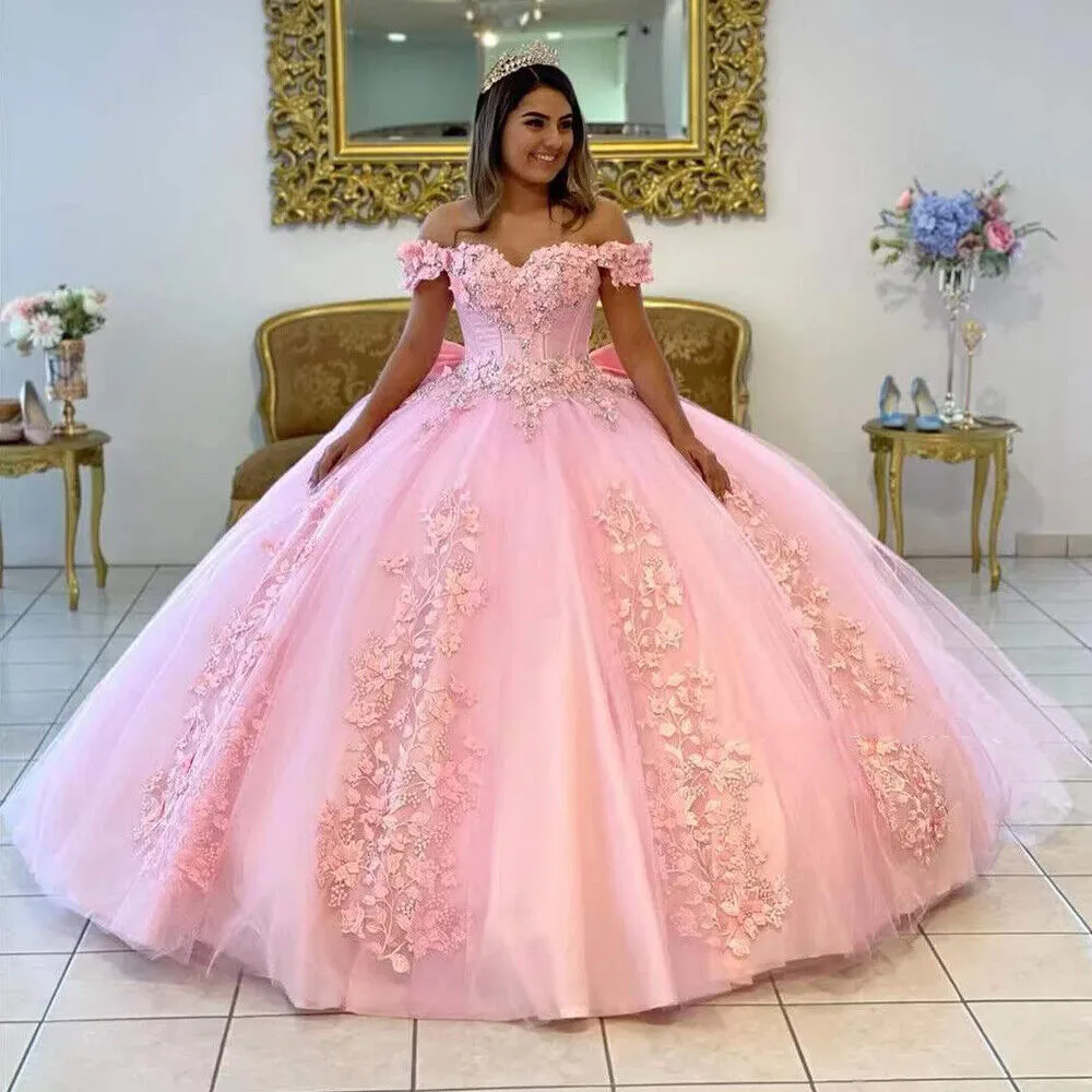 Sweetheart Ball Gown Quinceanera Dresses Sweet 16 Sexy Off-Shoulder Applique Lace Birthday Princess Party Gowns HOT - Image 3