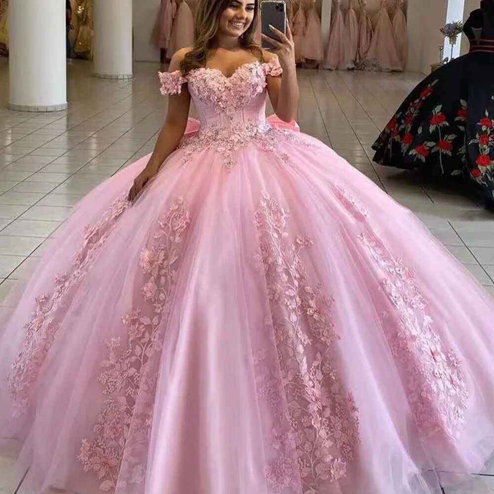 Sweetheart Ball Gown Quinceanera Dresses Sweet 16 Sexy Off-Shoulder Applique Lace Birthday Princess Party Gowns HOT - Image 4