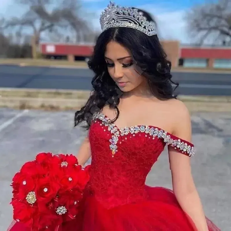 Sweetheart Ball Gown Quinceanera Dresses Vestidos De 15 Anos Fashion Crystal Off-Shoulder Birthday Party Gowns - Image 3
