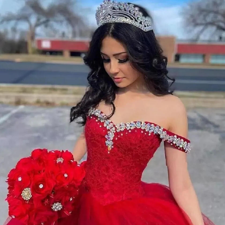 Sweetheart Ball Gown Quinceanera Dresses Vestidos De 15 Anos Fashion Crystal Off-Shoulder Birthday Party Gowns - Image 5