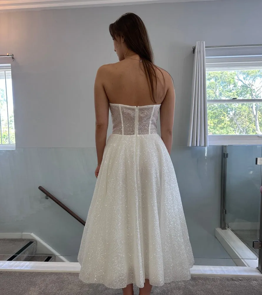 Sweetheart Neckline and Panelled Illusion Bodice Wedding Dress Vestido De Novia Court Train Bow Satin Bridal Gown Skirt Dress - Image 2