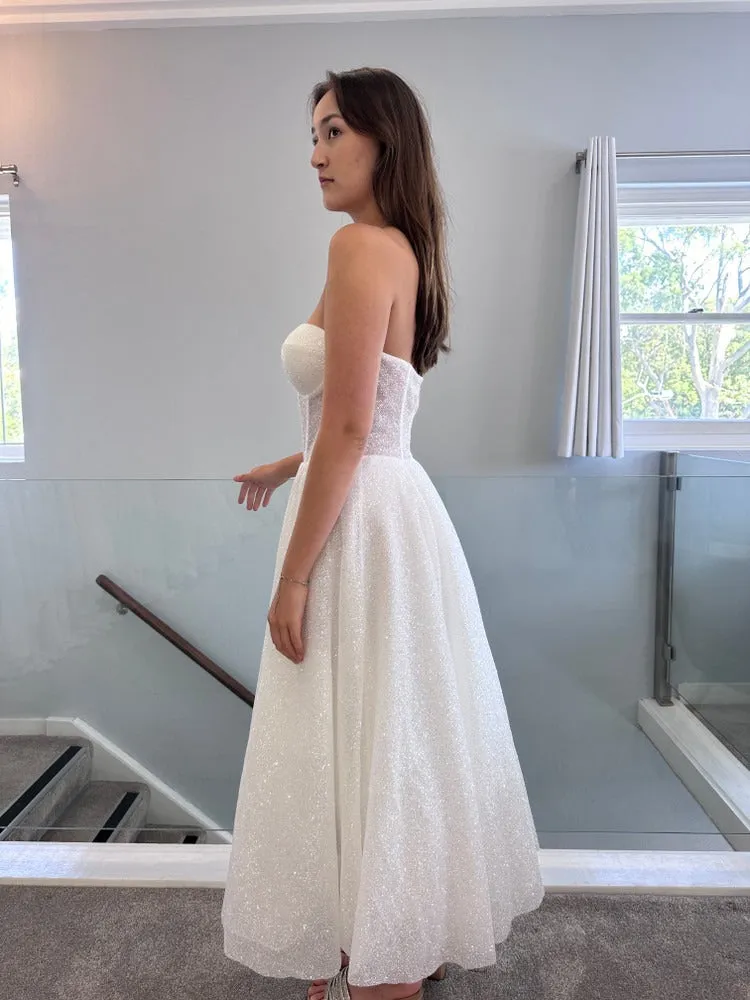 Sweetheart Neckline and Panelled Illusion Bodice Wedding Dress Vestido De Novia Court Train Bow Satin Bridal Gown Skirt Dress - Image 3