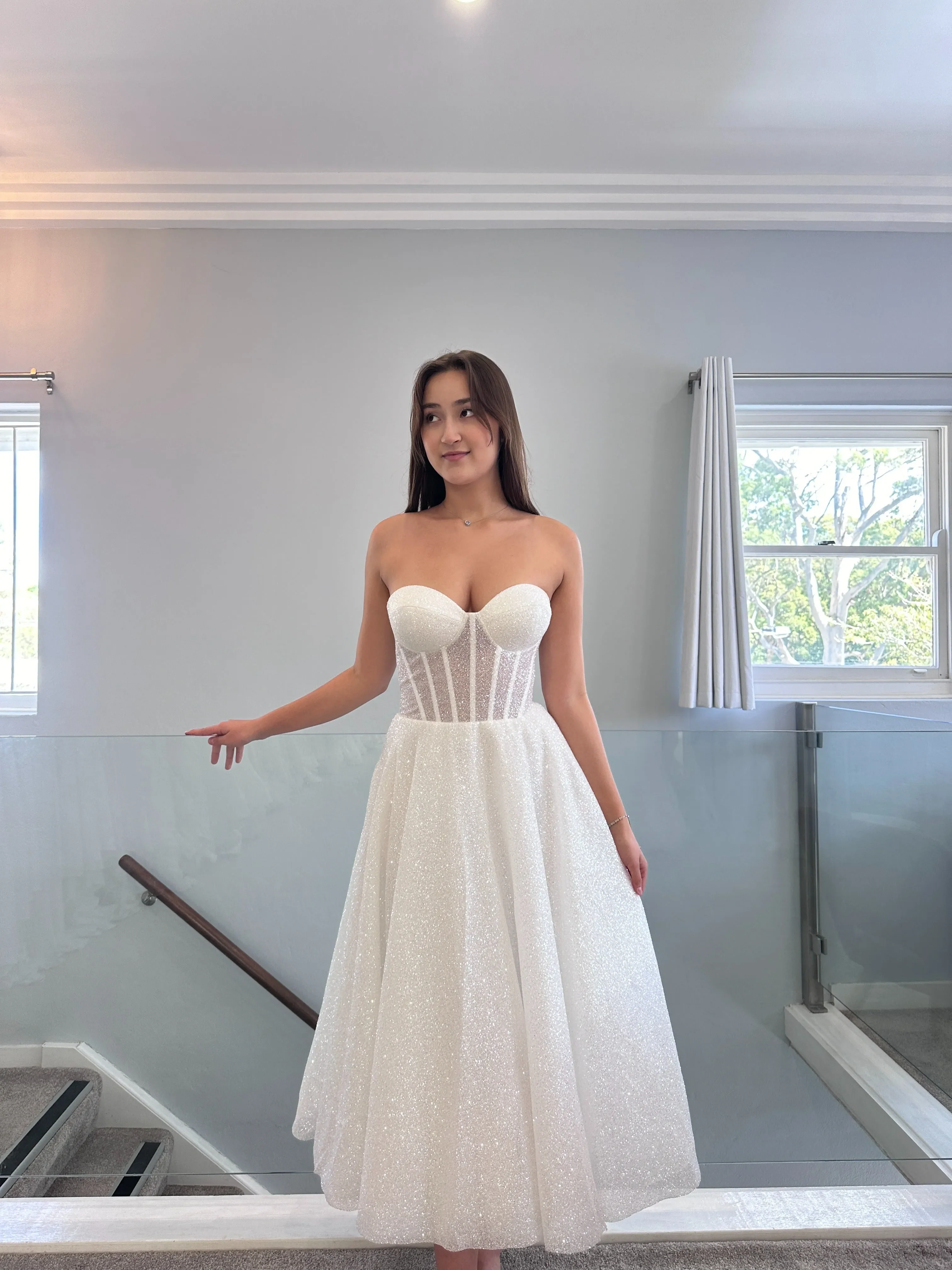 Sweetheart Neckline and Panelled Illusion Bodice Wedding Dress Vestido De Novia Court Train Bow Satin Bridal Gown Skirt Dress - Image 4