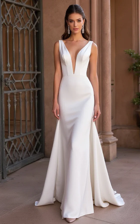 Timeless A-Line Wedding Dress with a Chapel-Length Train - Image 4