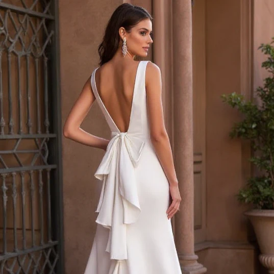Timeless A-Line Wedding Dress with a Chapel-Length Train - Image 5