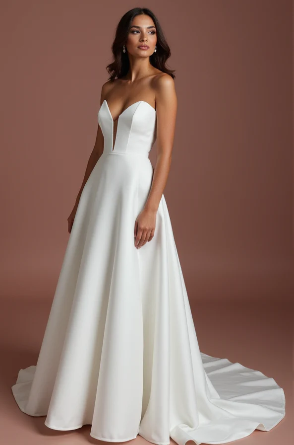 Timeless white A-Line Wedding Dress with a Draped Skirt for a Classic Look - Image 2