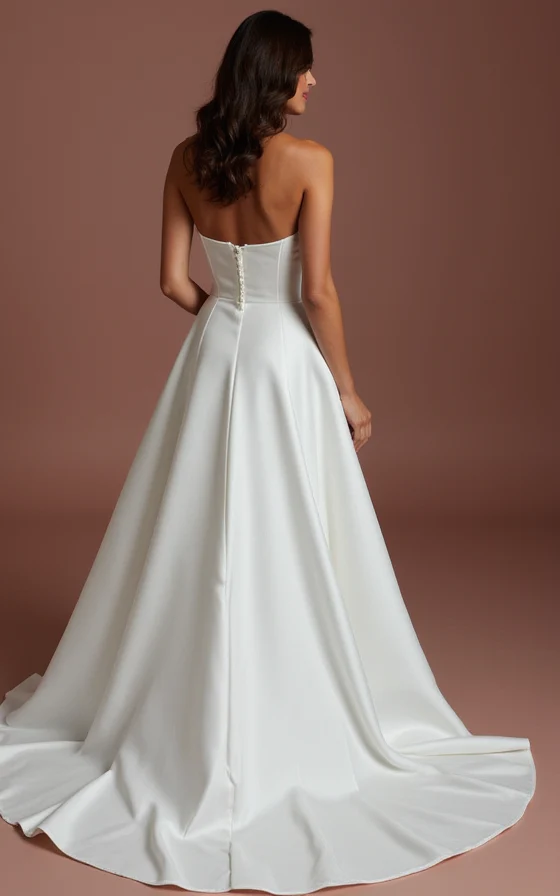 Timeless white A-Line Wedding Dress with a Draped Skirt for a Classic Look - Image 3