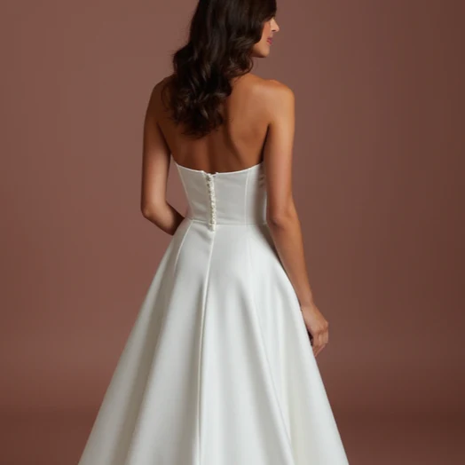 Timeless white A-Line Wedding Dress with a Draped Skirt for a Classic Look - Image 5
