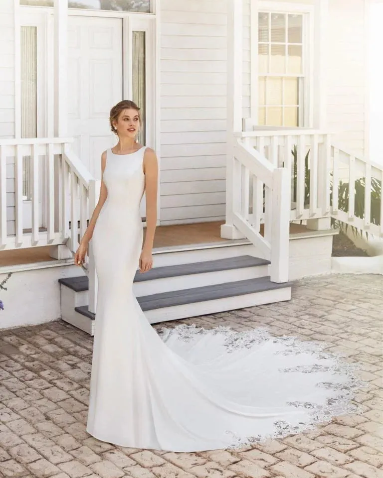 Timeless Mermaid Wedding Gown with Spaghetti Straps, Boat Neckline, and Flattering Silhouette for a Sophisticated Bridal Look