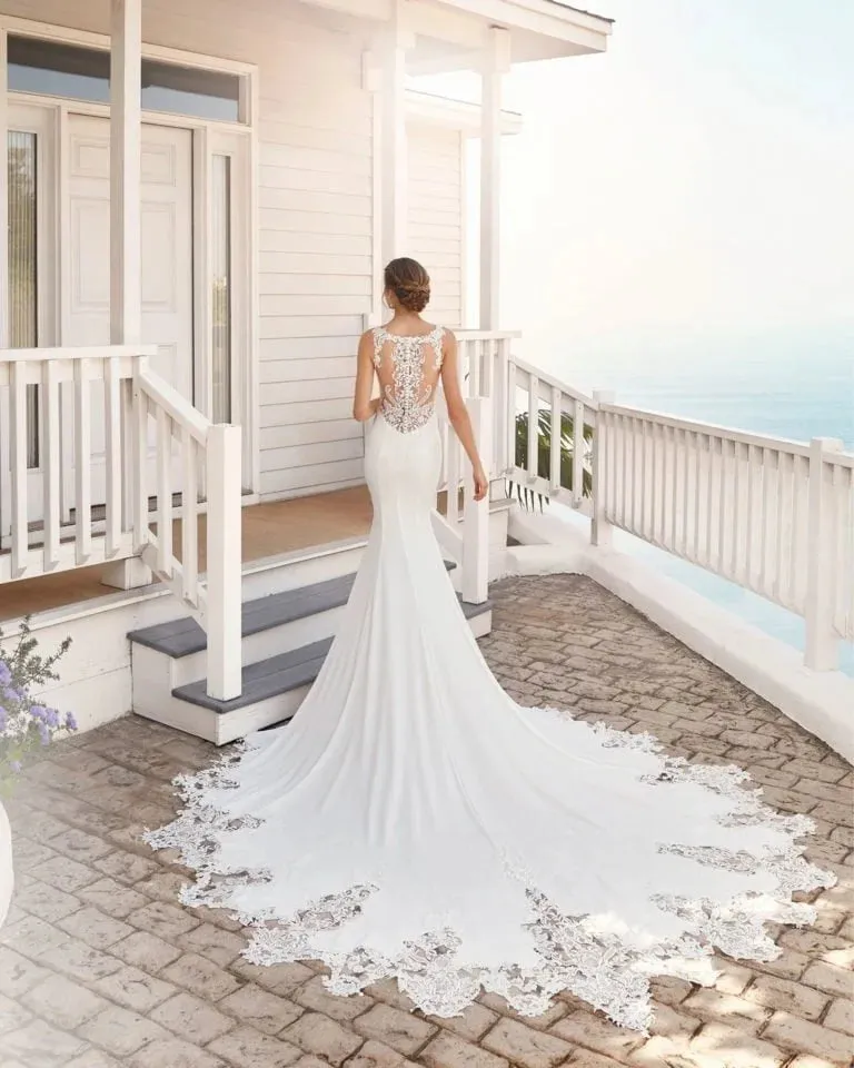 Timeless Mermaid Wedding Gown with Spaghetti Straps, Boat Neckline, and Flattering Silhouette for a Sophisticated Bridal Look - Image 2