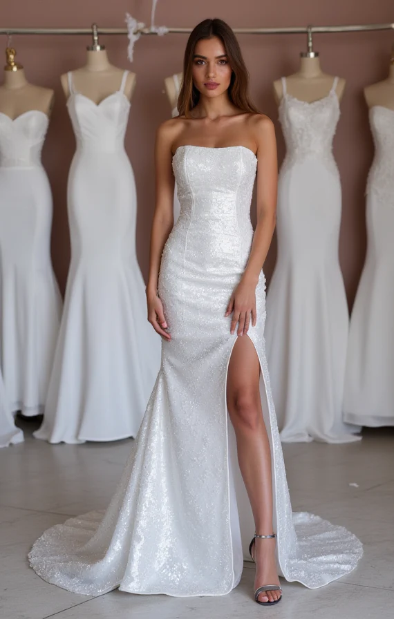 Timeless White A-Line Wedding Dress with Delicate Lace and a Flowy Silhouette - Image 2