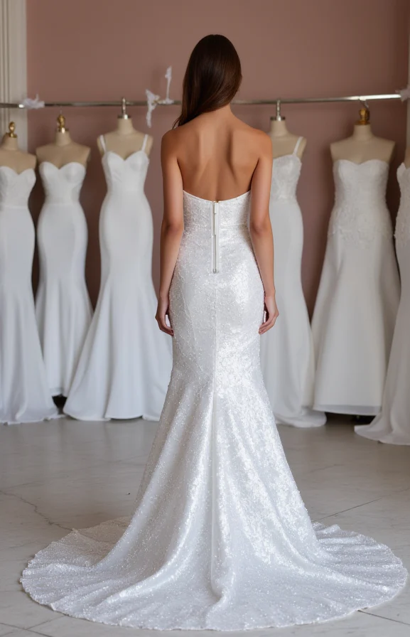 Timeless White A-Line Wedding Dress with Delicate Lace and a Flowy Silhouette - Image 3