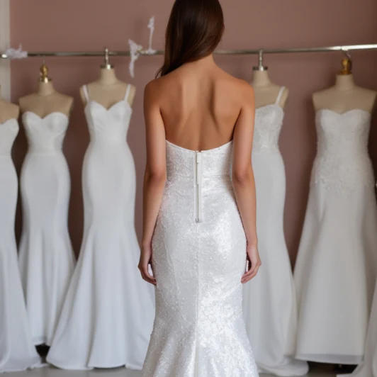 Timeless White A-Line Wedding Dress with Delicate Lace and a Flowy Silhouette - Image 5