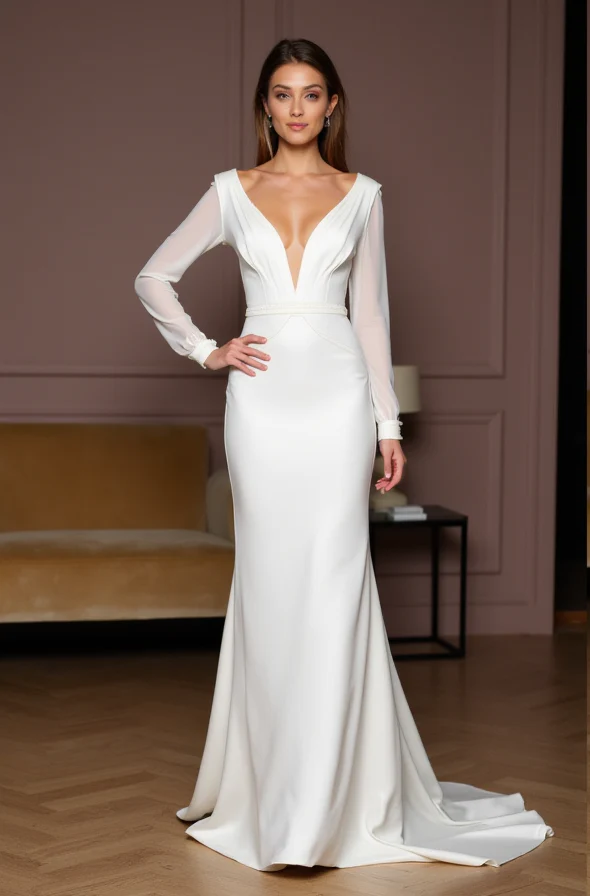 Timeless White A-Line Wedding Dress with Elegant Embellishments for a Glamorous Look - Image 2