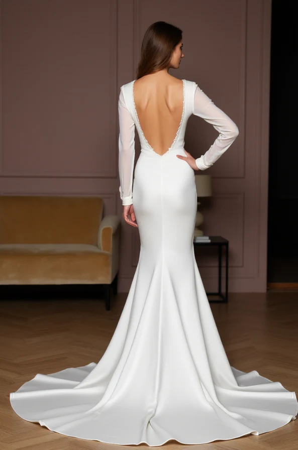Timeless White A-Line Wedding Dress with Elegant Embellishments for a Glamorous Look - Image 3