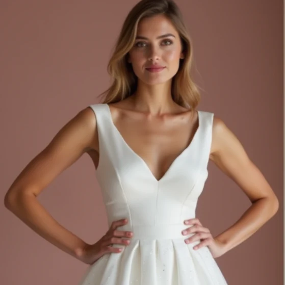 Timeless White Mini Short Wedding Dress with an Embroidered Bodice for Elegant Detailing - Image 4