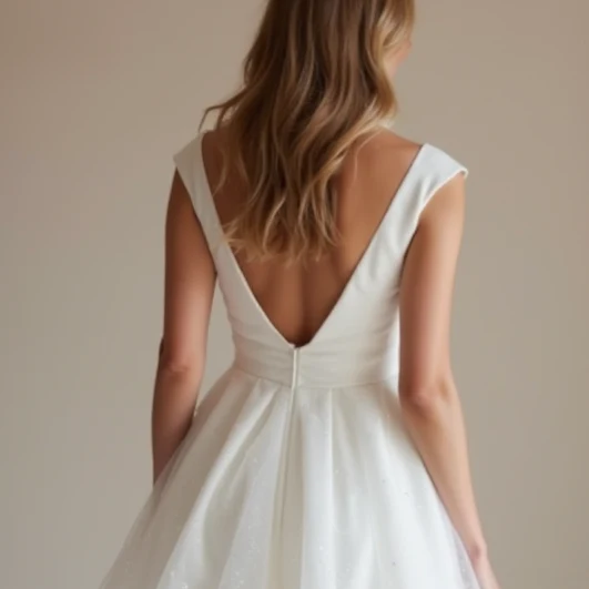 Timeless White Mini Short Wedding Dress with an Embroidered Bodice for Elegant Detailing - Image 5