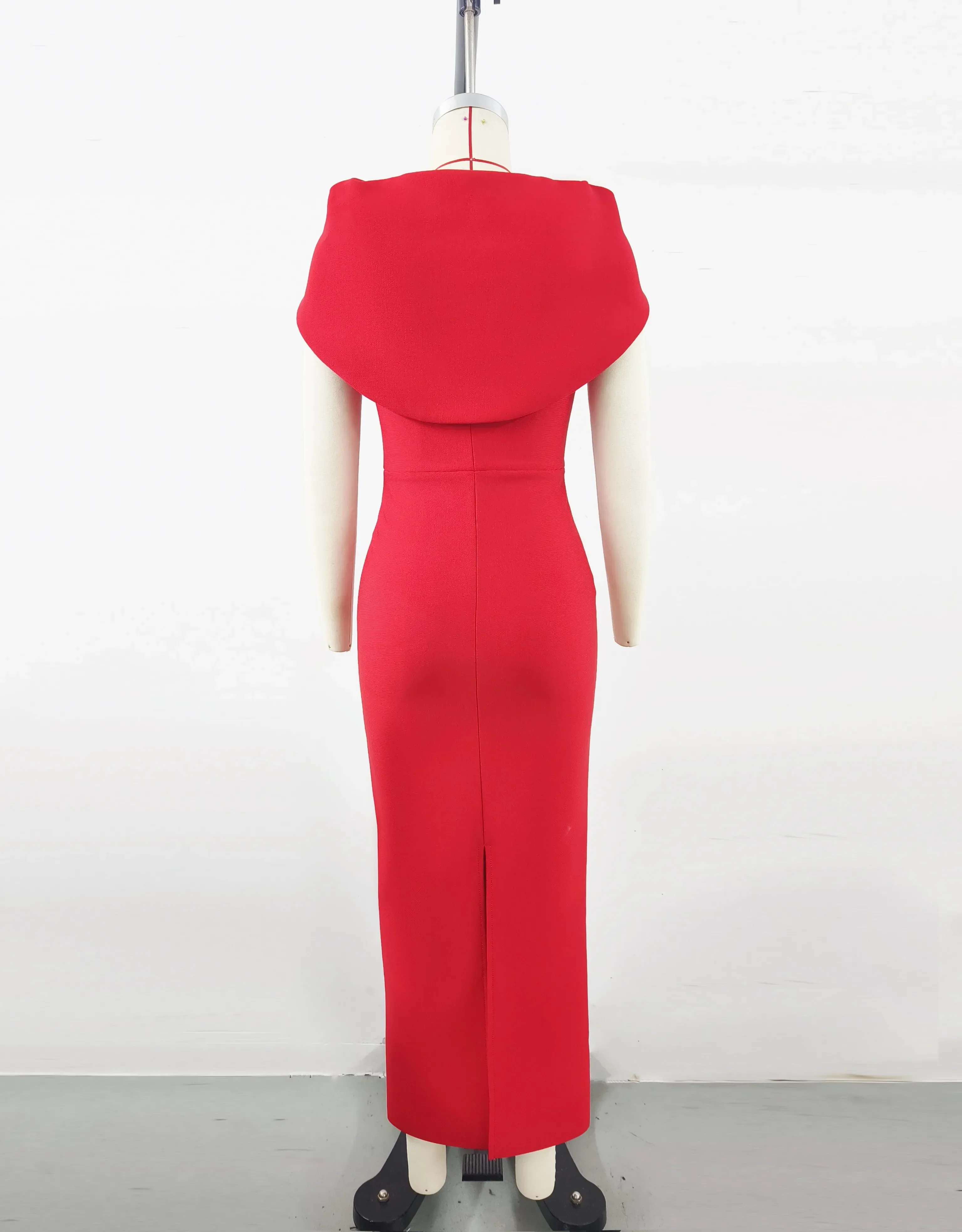 Red Color Women Sexy Short Sleeve Square Collar Bodycon Long Bandage Dress Elegant Evening Party Wedding Wear - Image 5