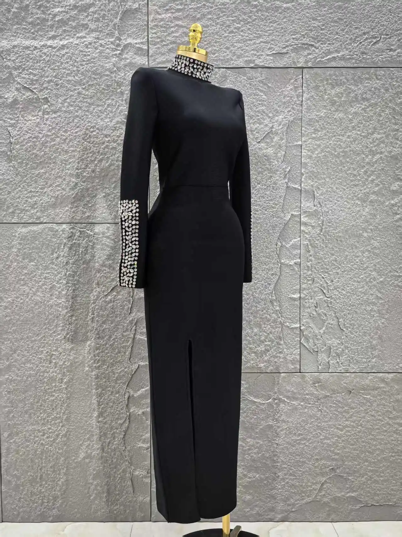 Women Long Sleeve Sparkly Crystal Bodycon Long Bandage Dress Elegant Evening Party Cocktail Fashion Outfit - Image 5
