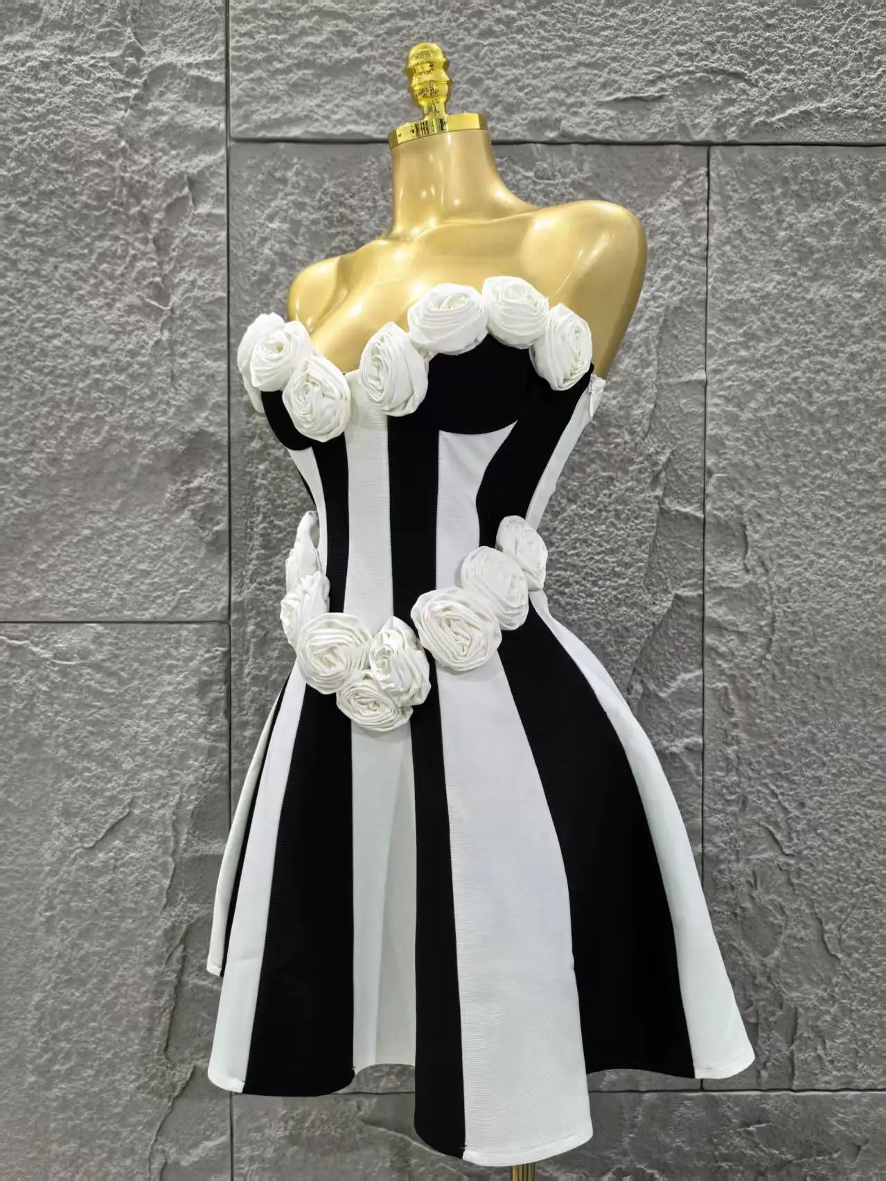 Women Sexy Strapless Florals A-line Mini Bandage Dress Cute Girls' Birthday Party Fashion Cocktail Outfit - Image 2